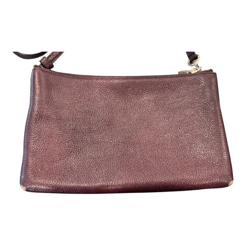 Coach Lyla Crossbody Bag Pebble Leather Double‎ Zip Burgundy Purse Handbag - Picture 6 of 10